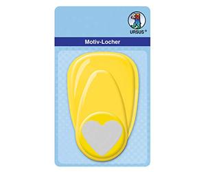Ursus 19490001 Hole Punch with Lever, Large, Heart, Approx. 38.1 mm, Yellow