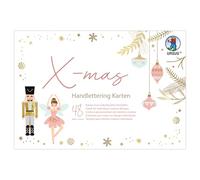 Ursus 2497 64 99F Hand Lettering Cards X-mas, 48 Pieces Made of 300 g/m² Cardboard, 16.8 x 11.6 cm, 16 Assorted Designs, Foil Finished Papers for Lettering and Designing