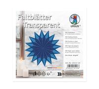 Ursus 2506100 Folding Sheets Made of Dark Blue Transparent Paper, Approx. 14 x 14 cm, 42 g/m², 100 Sheets, for Folding Transparent Shimmering Figures, Coloured