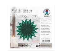 Ursus 2506100 Folding Sheets Made of Dark Green Tracing Paper, Approx. 14 x 14 cm, 42 g/m², 100 Sheets, for Folding Transparent Shimmering Figures, Coloured