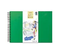 Ursus 25210058-Art Book Creme, 200 g/qm with Solid Spiral Bound, Waterproof Hard Cover, Grass Green, Protects Artwork and Handlettering Sketches, 25210058
