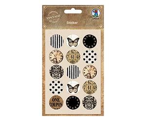 Ursus 40550001 Round Vintage Stickers Self-Adhesive Pack of 30 Assorted on 2 Sheets Diameter Approx. 2.5cm Colorful Card Making Gift Decoration 2.5cm