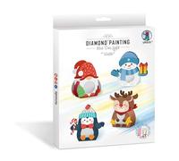 Ursus 4348 00 03F Diamond Painting Mini Deco Lights Winter, Craft Set for Children, Set of 4 for Creative Design and Decorating, with Diamond Stones and Motifs