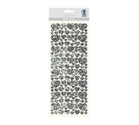 Ursus 59480001 Glitter Heart 1 Sheet Foil Fabric Stickers in Silver, Approx. 12 x 29 cm Large Self Adhesive Ideal for Scrapbooking, Card Making and Decoration, Colourful, One Size
