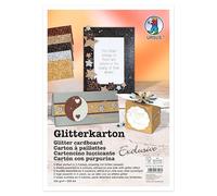 Ursus 6213 46 99F Glitter Card Exclusive, 5 Sheets DIN A4, 330 g/m² Photo Card, 5 Assorted Colours, One Sided Glitter, Craft Card for Decoration, DIY & Cards