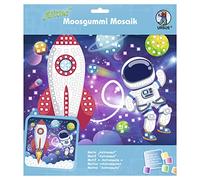 Ursus 8420019 Glitter Mosaic Picture Astronaut Craft Kit for Adhesive Picture Made of Foam Rubber Stickers Approx. 25 x 25 cm with Stand Multi-Coloured