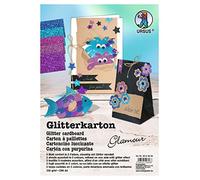 Ursus Glamour Glitter Card DIN A4 330 g/m² 5 Sheets Assorted in 5 Colours, Multicoloured