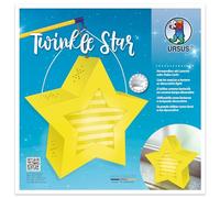 Ursus Twinkle, Yellow, Approx. 19.3 x 18.3 x 8 cm, Blank Photo Card 300, lasered and grooved, 2 Stars Made of Transparent Paper 115 g/m², Lantern Carrying Handle, Cardboard, 19,3 x 18,3 cm