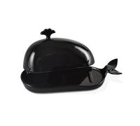 Ursword Black Whale Butter Dish with Lid and Handle, Give Butter Functinal and Pretty Storage Ceramic Tray, Handmade Pieces of Thoughtful Design