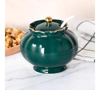 Ursword Sugar Bowl with Lid and Spoon, Ceramic Sugar Bowl, 9oz Sugar Jar for Coffee Bar, Spice Box Sugar Containers for Seasoning, Sauce, Elegant Decor for Kitchen Countertop