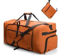 Urtala Travel Duffel Bag for Women & Men, Large Foldable Overnight Weekender Bag with Shoes Compartment & Shoulder Strap, Lightweight Waterproof Luggage Bag, Orange, 80L