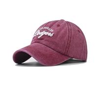 URTAODFE Embroidered Los Angeles Baseball Cap,Cotton Trucker Hat,Couple Duck Tongue Cap,Gift Giving (Cotton, Wine red)
