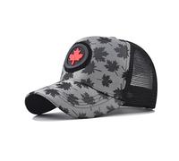 URTAODFE Maple Leaf Embroidered Baseball Cap,Cotton Trucker Hat,Couple Duck Tongue Cap (Cotton, Grey)