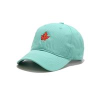 URTAODFE Maple Leaf Embroidered Soft Top Baseball Cap,Outdoor Leisure Couple Sunscreen Sun Duck hat (UK, Alpha, L, Peacock Blue)