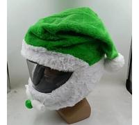 URTAODFE Motorcycle Helmet Cover, Funny Plush, Fluffy - Green Santa Hat Gift for Motorcyclists