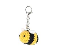 URTERYSER Crocheted Keychain, Bees Keychain 3D Bumblebees Pendant Keyring Cute Car Keyring Charm Handmade, Yellow