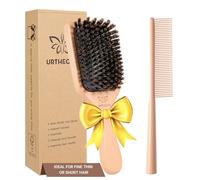 URTHEONE 100% Pure Boar Bristle Hair Brush & Wide Tooth Comb Gift Set with Beechwood Handle for Women Men Kid Fine Thin Short Hair - For Shine, Frizz Control and Smoothing