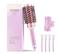 URTHEONE Round Hair Brush for Blow Drying, Ceramic Ionic Styling Tool with Mixed Bristles and Hair Clips, for Smooth and Voluminous Styles on Long Hair (1.7 Inch)