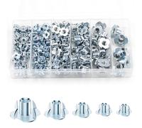 Urtioty 151Pcs T Nuts for Wood, Four Pronged Tee Nuts M4 M5 M6 M8 M10, Galvanised Carbon Steel Hammer-In T Nut Insert Kit for Furniture, Cabinets & Woodworking