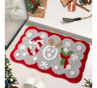 Urtlmaji Christmas Bathroom Rugs, Christmas Decorations Scalloped Joy Bath Rug, Non Slip Microfiber Xmas Festive Bath Mat for Bathroom Rug for Holiday Bathtub Sink Shower 32"x20" Christmas Red