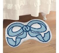 Urtlmaji Coquette Bow Rug Blue Bath Mat Bathroom Rugs, Non Slip Cute Bath Rugs Microfiber Plush Bow Decor, Small Preppy Room Decor Washable Absorbent Girl’s Bedside Rug for Bathtub Sink 35"x24"