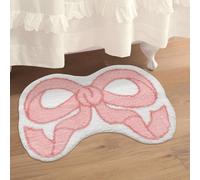 Urtlmaji Coquette Bow Rug Pink Bath Mat Bathroom Rugs, Non Slip Cute Bath Rugs Microfiber Plush Bow Decor, Small Preppy Room Decor Washable Absorbent Girl’s Bedside Rug for Bathtub Sink 35"x24"