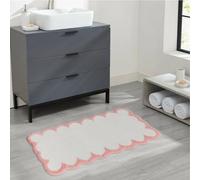 Urtlmaji Scalloped Bathroom Runner Rug Pink Long Bath Mat for Bathroom Non Slip Washable Cute Bath Mats Microfiber Absorbent Soft Aesthetic Preppy Large Bath Rugs for Bedroom Tub Sink, 20" x 47"
