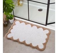 Urtlmaji Scalloped Taupe Bath Mat for Bathroom Rugs Cute Bath Mats Non Slip Microfiber Piping Aesthetic Preppy Washable Absorbent Small Rugs for Bedroom Bathtub Sink 32"x20"