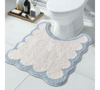 Urtlmaji Toilet Rugs U Shaped Washable 24"x20", Scalloped Contour Bath Mats for Bathroom Non Slip, Microfiber Absorbent Soft Aesthetic Preppy Small Cute Bath Mats for Toilet,Light Blue