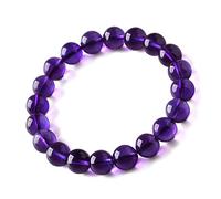 Uruguay 10mm Natural Amethyst Quartz Crystal Round Bead Stretch Bracelet