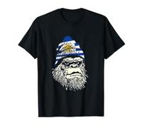 Uruguay Flag Bigfoot in a Beanie T-Shirt