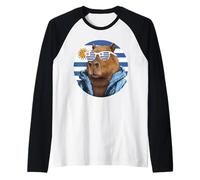 Uruguay Flag Capybara Uruguayan Roots Raglan Baseball Tee