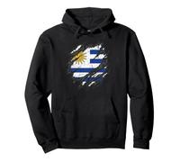 Uruguay Flag Grunge Vintage Ripped Effect Design Pullover Hoodie