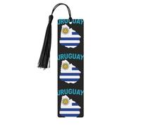 Uruguay Flag Map Print Reading Page Markers Wooden Bookmarks, 5pcs Wood Bookmarks with Tassels, Gifts for Men Women