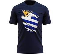 Uruguay Flag Torn Effect Mens T Shirt, World Funny Ideas for Men, Uruguay Football Supporters Flag Tee, L, Navy