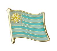 Uruguay South American National Flag Metal Enamel Lapel Pin Badge - 1.9 x 1.6 cm White and Blue Stripes with Sun of May - Hard Enamel Finish with Secure Clasp for National Pride