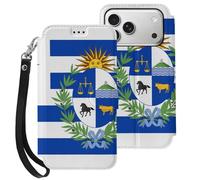 Uruguay Uruguayan Flag National Emblem Wallet Case Compatible with iPhone 17 Air 17 Pro Max with Card Holder Wristband