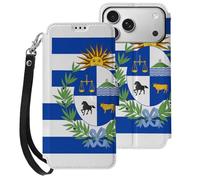 Uruguay Uruguayan Flag National Emblem Wallet Case Compatible with iPhone 17 Air 17 Pro Max with Card Holder Wristband