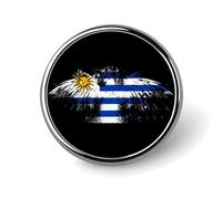Uruguay Uruguayan Flag Round Metal Badge Lapel Pin,Stylish Patriotic Pattern Button Brooch Decorative Badges for Men Women