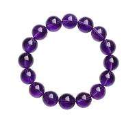 Uruguayan 7-Degree Amethyst Bead Bracelet - Natural Crystal Jewelry for Spiritual Growth, Calmness, and Protection(15~15.8mm)