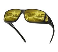 URUMQI Anti Glare Night Driving Glasses Fit Over Glasses for Men Women, Polarised Night Vision Headlight Glasses TAC Yellow Lens