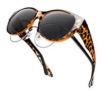 URUMQI Fit Over Glasses Polarised Sunglasses for Womens, Trendy Round Cat Eye Sunglasses over Glasses, UV400 Protection TAC Lens