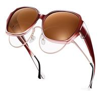 URUMQI Fit Over Glasses Polarised Sunglasses Womens Men, Trendy Round Cat Eye Sunglasses Over Glasses, UV400 Protection TAC Lens Sun Glasses Suitable for Daily Wear/Fishing/Golf