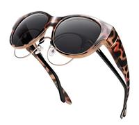 URUMQI Fit Over Glasses Polarised Sunglasses Womens Men, Trendy Round Cat Eye Sunglasses Over Glasses, UV400 Protection TAC Lens Sun Glasses Suitable for Daily Wear/Fishing/Golf