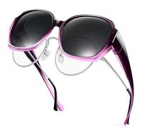 URUMQI Fit Over Glasses Polarised Sunglasses Womens Men, Trendy Round Cat Eye Sunglasses Over Glasses, UV400 Protection TAC Lens Sun Glasses Suitable for Daily Wear/Fishing/Golf