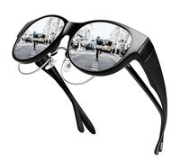 URUMQI Fit Over Glasses Polarised Sunglasses Womens Men, Trendy Round Cat Eye Sunglasses Over Glasses, UV400 Protection TAC Lens Sun Glasses Suitable for Daily Wear/Fishing/Golf