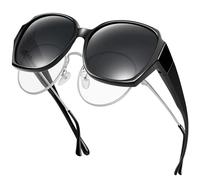 URUMQI Fit Over Glasses Polarised Sunglasses Womens Men, Trendy Round Cat Eye Sunglasses Over Glasses, UV400 Protection TAC Lens Sun Glasses Suitable for Daily Wear/Fishing/Golf
