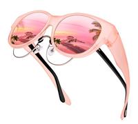 URUMQI Fit Over Glasses Polarised Sunglasses Womens Men, Trendy Round Cat Eye Sunglasses Over Glasses, UV400 Protection TAC Lens Sun Glasses Suitable for Daily Wear/Fishing/Golf