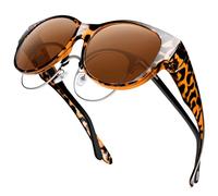 URUMQI Fit Over Glasses Polarised Sunglasses Womens Men, Trendy Round Cat Eye Sunglasses Over Glasses, UV400 Protection TAC Lens Sun Glasses Suitable for Daily Wear/Fishing/Golf