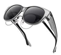 URUMQI Fit Over Glasses Polarised Sunglasses Womens Men, Trendy Round Cat Eye Sunglasses Over Glasses, UV400 Protection TAC Lens Sun Glasses Suitable for Daily Wear/Fishing/Golf